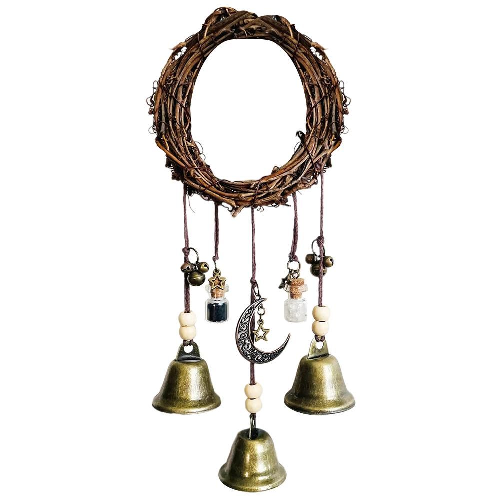 Witch Wind Chimes Wreath Handmade Witch Bells Protection Door Hangers Hanging view 2