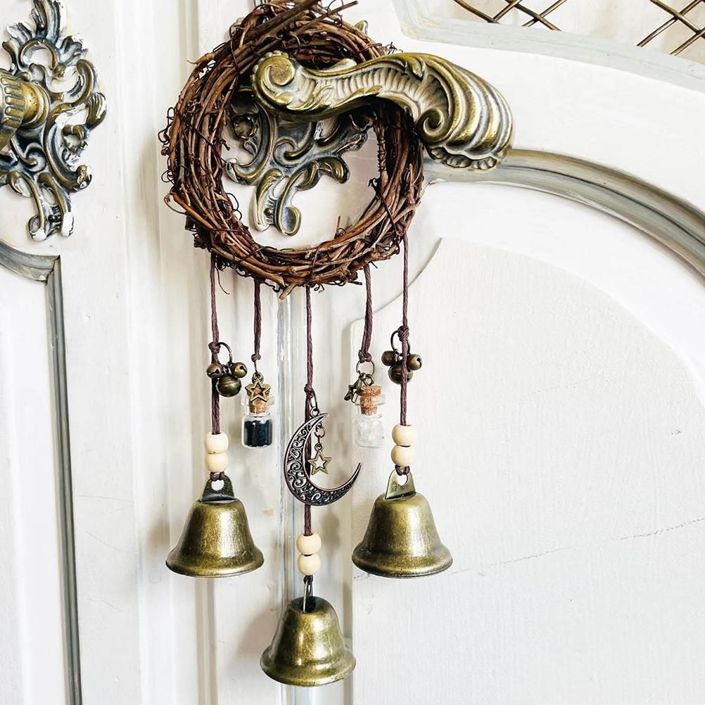 Witch Wind Chimes Wreath Handmade Witch Bells Protection Door Hangers Hanging view 3