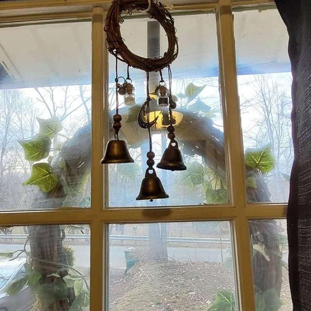 Witch Wind Chimes Wreath Handmade Witch Bells Protection Door Hangers Hanging view 5