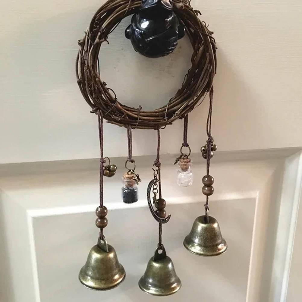 Witch Wind Chimes Wreath Handmade Witch Bells Protection Door Hangers Hanging view 7
