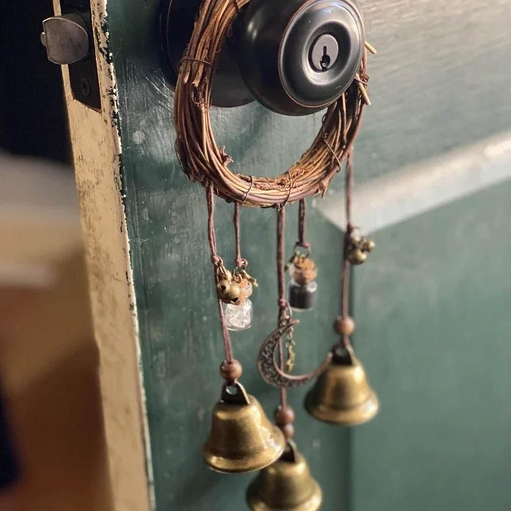 Witch Wind Chimes Wreath Handmade Witch Bells Protection Door Hangers Hanging view 10