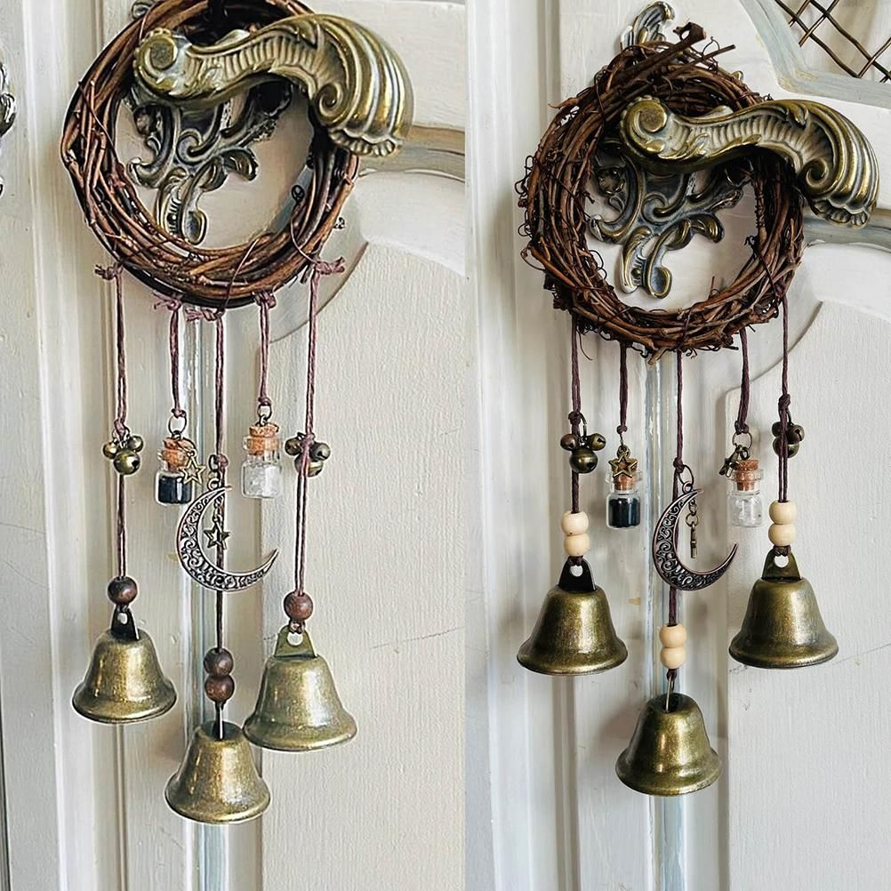 Witch Wind Chimes Wreath Handmade Witch Bells Protection Door Hangers Hanging view 11