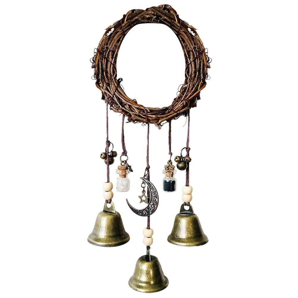 Witch Wind Chimes Wreath Handmade Witch Bells Protection Door Hangers Hanging view 12