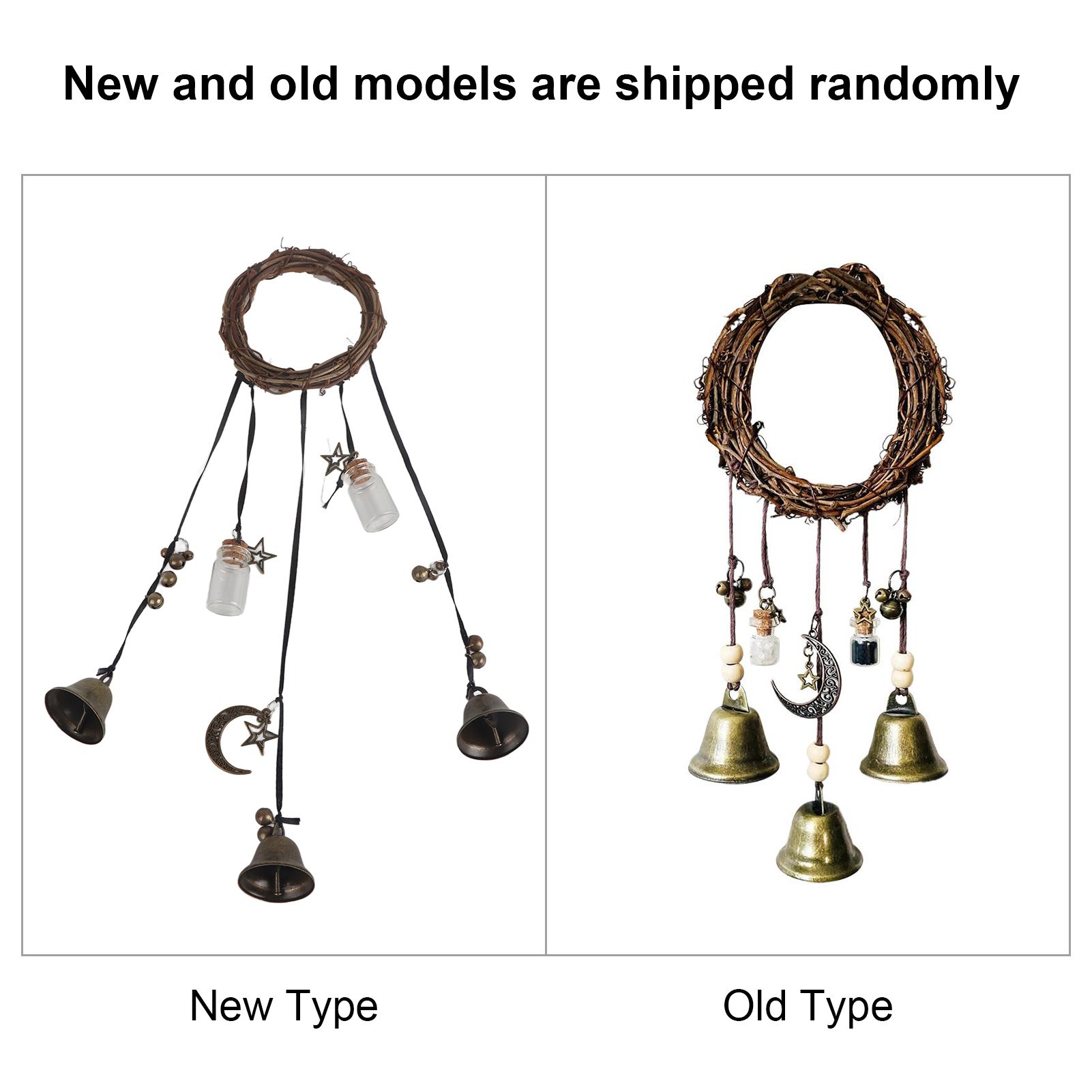 Witch Wind Chimes Wreath Handmade Witch Bells Protection Door Hangers Hanging view 13