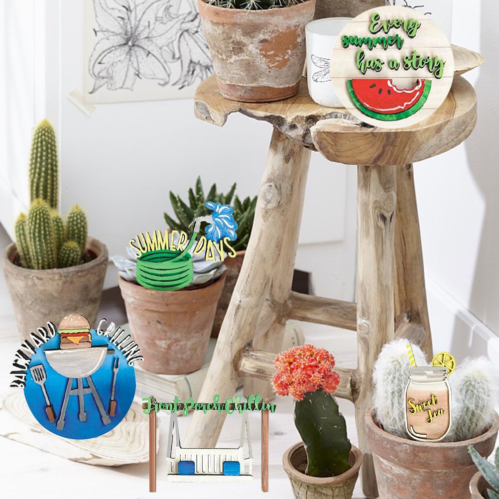 Summer Tiered Tray Decor Set Farmhouse Wood Tiered Tray Decor Items Summer view 4