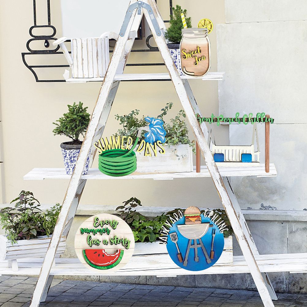 Summer Tiered Tray Decor Set Farmhouse Wood Tiered Tray Decor Items Summer view 5