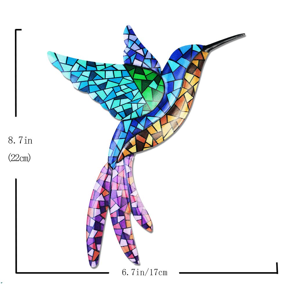 3Pcs Metal Hummingbird Wall Art Colorful Birds Sculpture Hanging Wall Decor view 3
