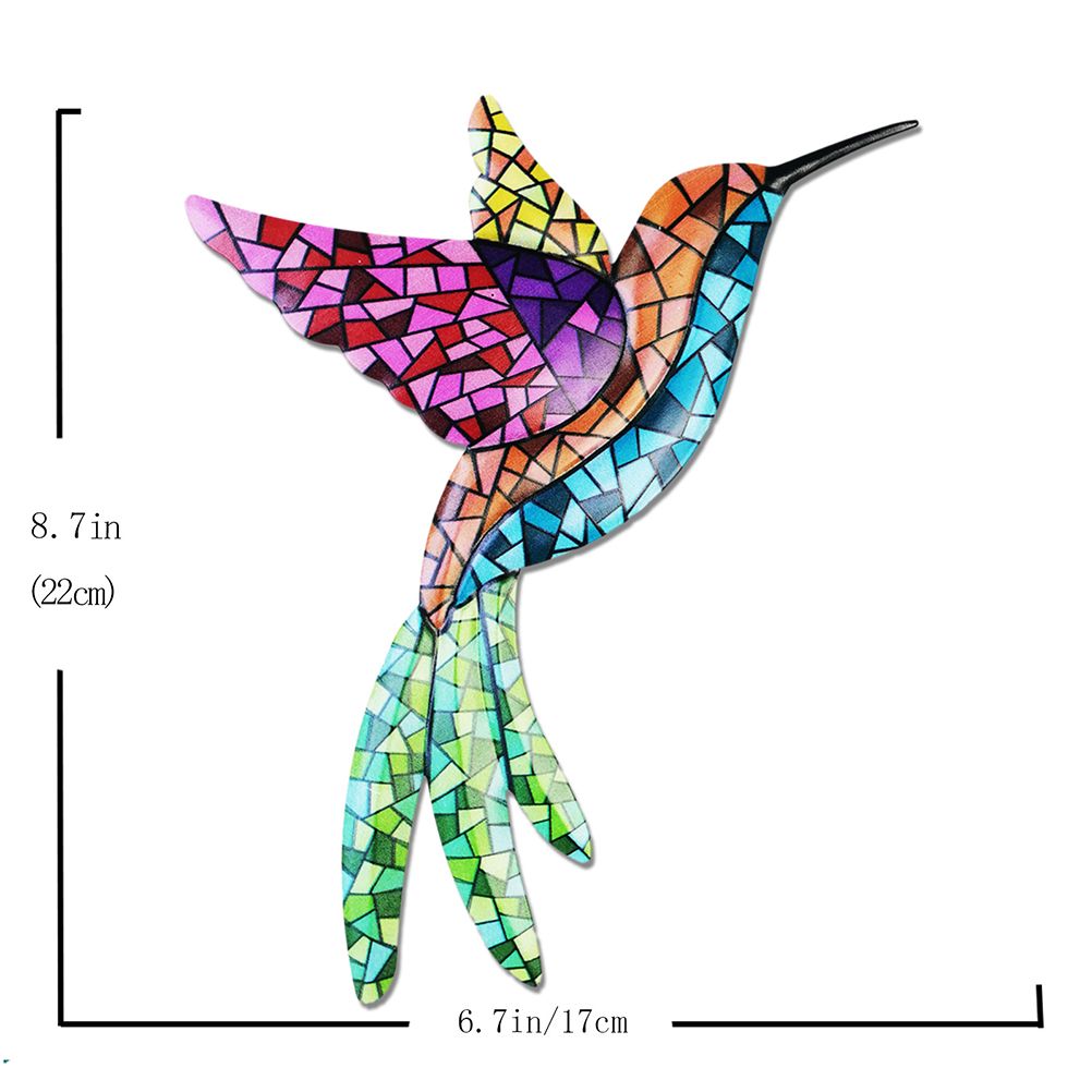 3Pcs Metal Hummingbird Wall Art Colorful Birds Sculpture Hanging Wall Decor view 4
