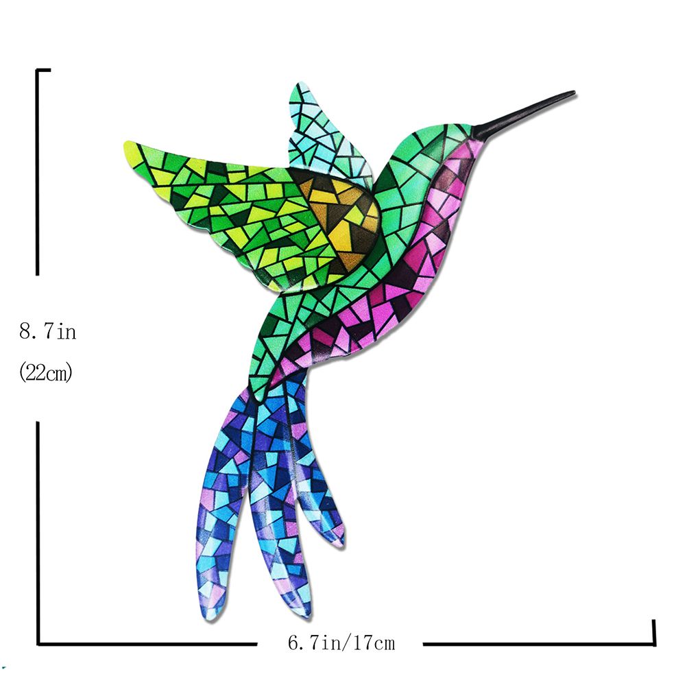 3Pcs Metal Hummingbird Wall Art Colorful Birds Sculpture Hanging Wall Decor view 5