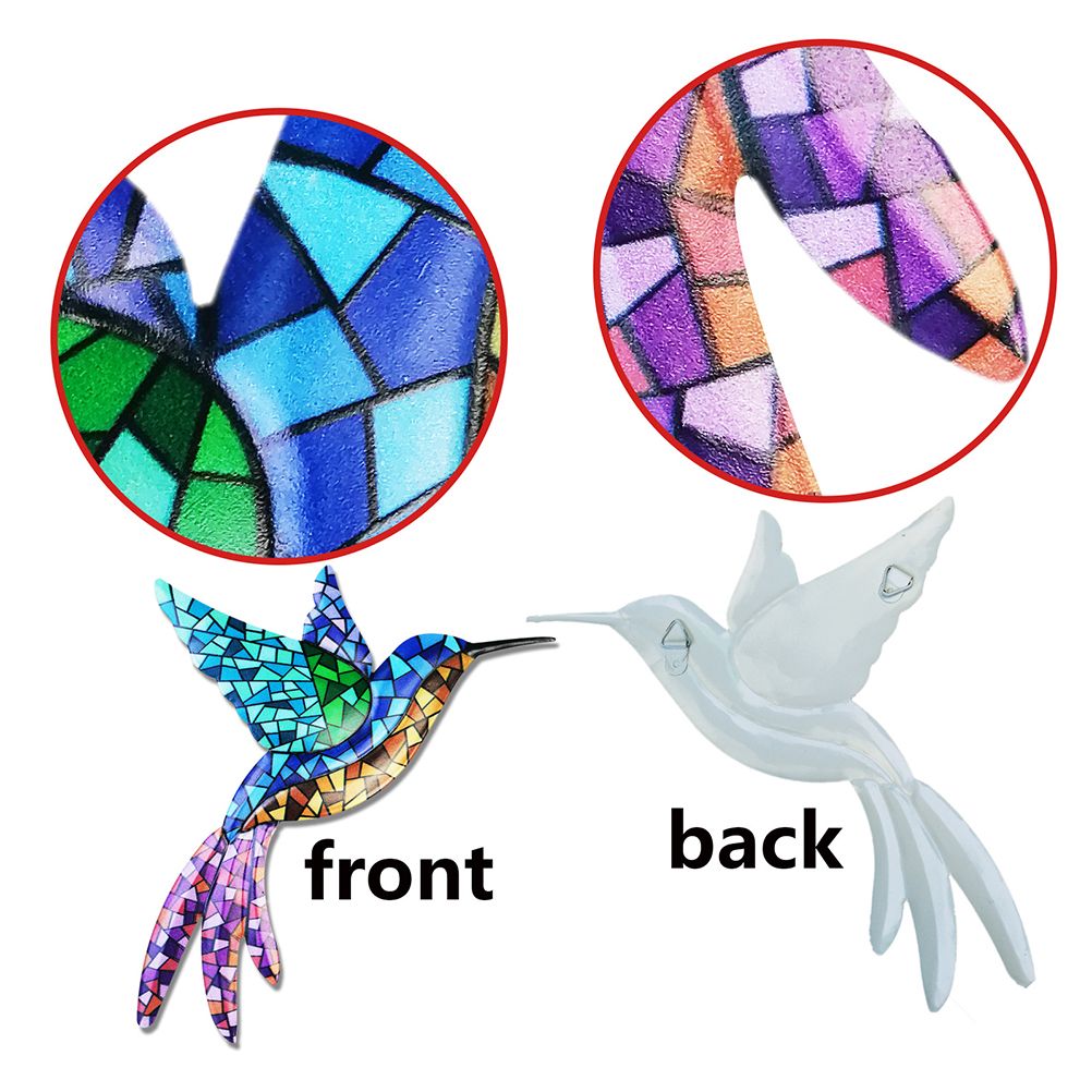 3Pcs Metal Hummingbird Wall Art Colorful Birds Sculpture Hanging Wall Decor view 6