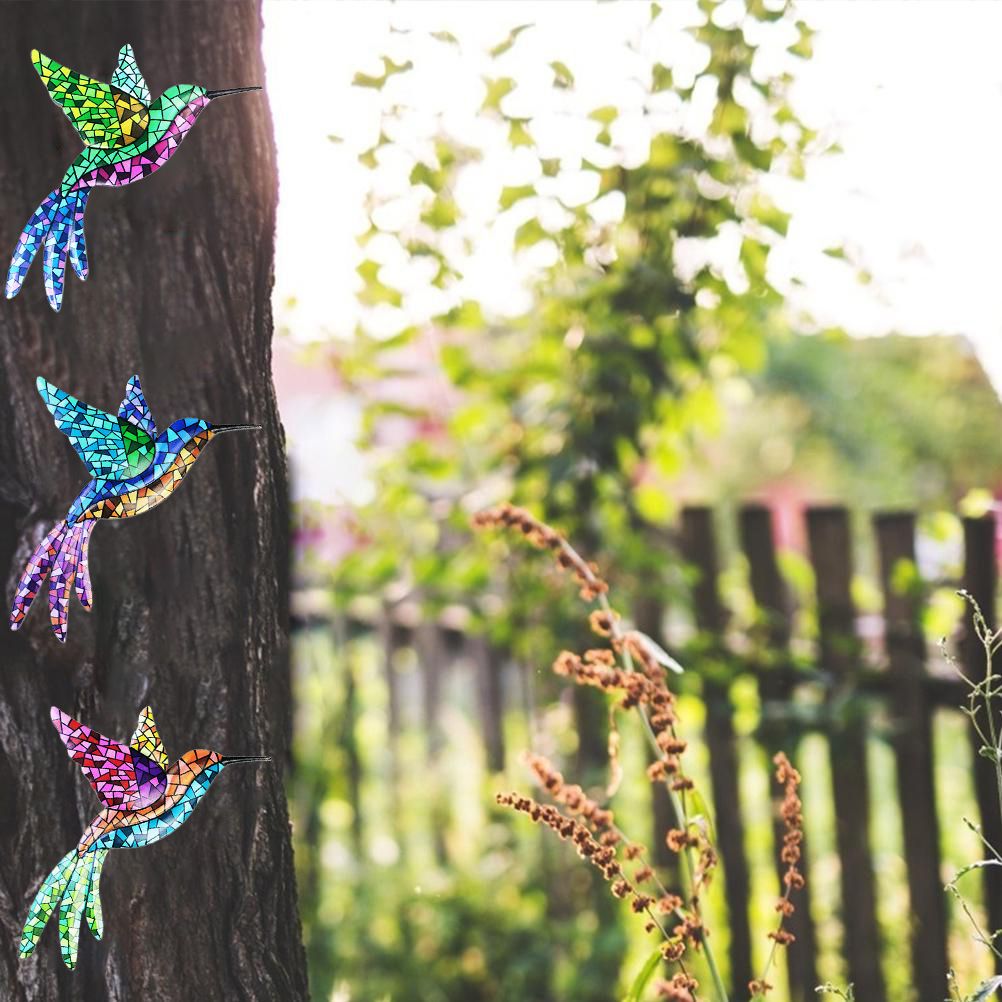 3Pcs Metal Hummingbird Wall Art Colorful Birds Sculpture Hanging Wall Decor view 10