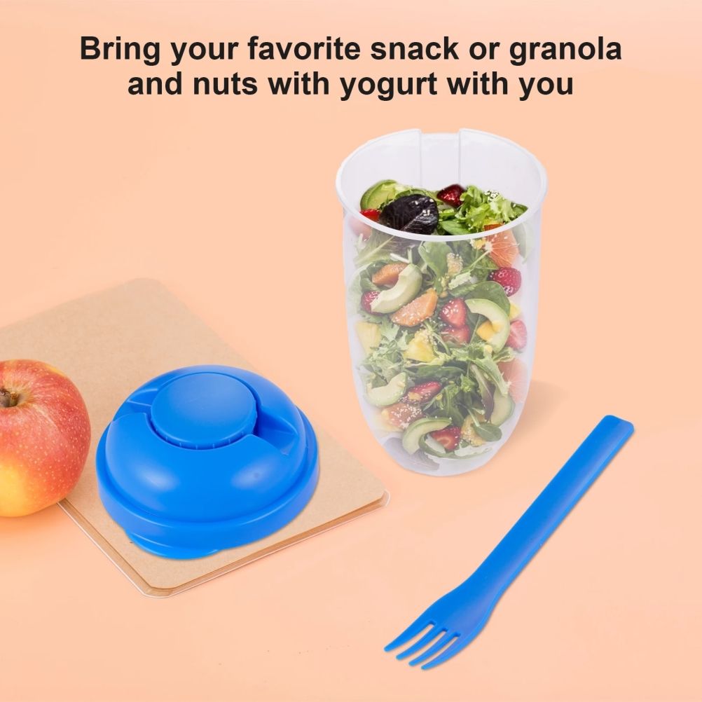 Fresh Salad Container Serving Cup with Dressing Container Fork Portable view 3