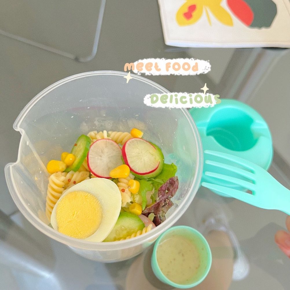 Fresh Salad Container Serving Cup with Dressing Container Fork Portable view 9