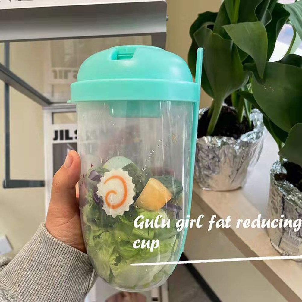 Fresh Salad Container Serving Cup with Dressing Container Fork Portable view 10