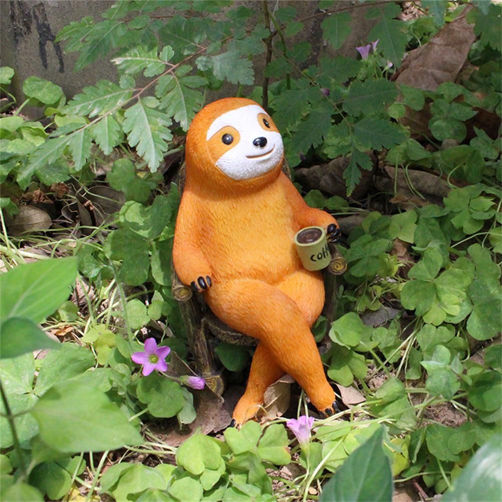 Animal Figurine Sloth on Rocking Chair Resin Miniature Ornament Flower Pot view 4