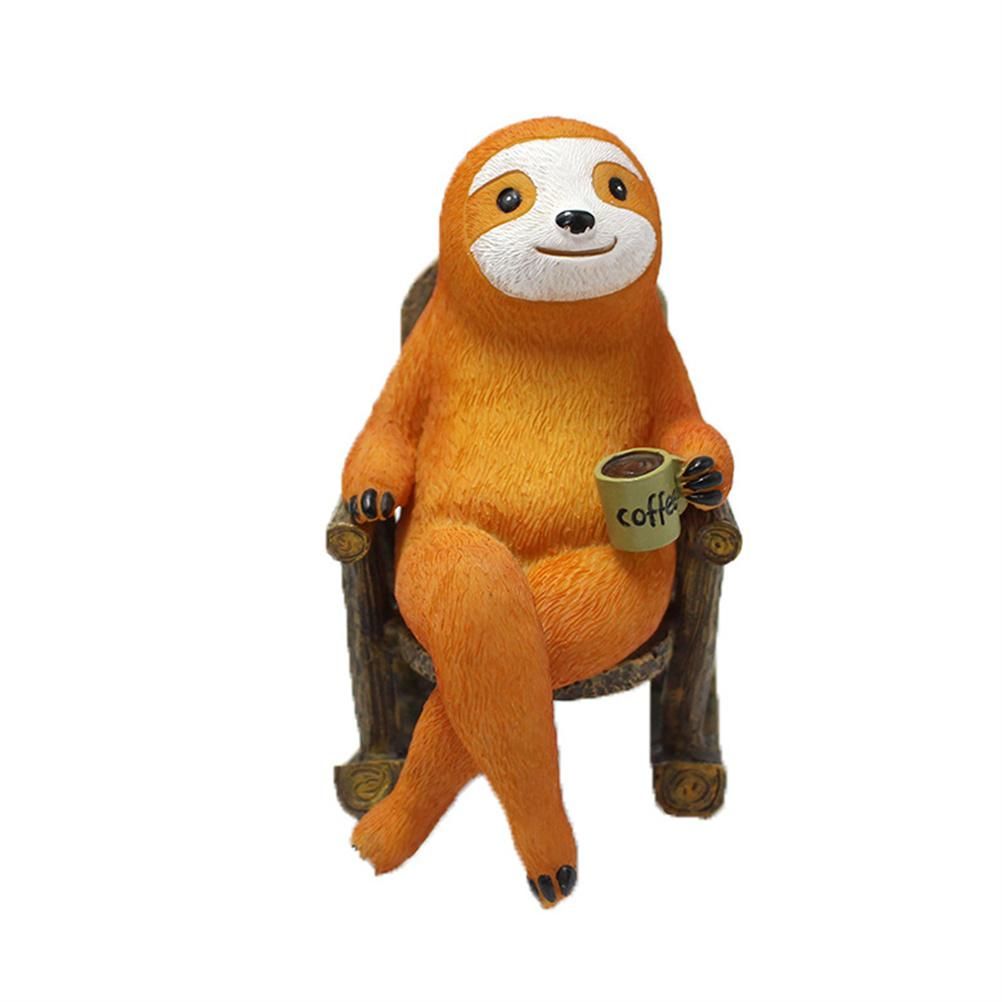 Animal Figurine Sloth on Rocking Chair Resin Miniature Ornament Flower Pot view 7