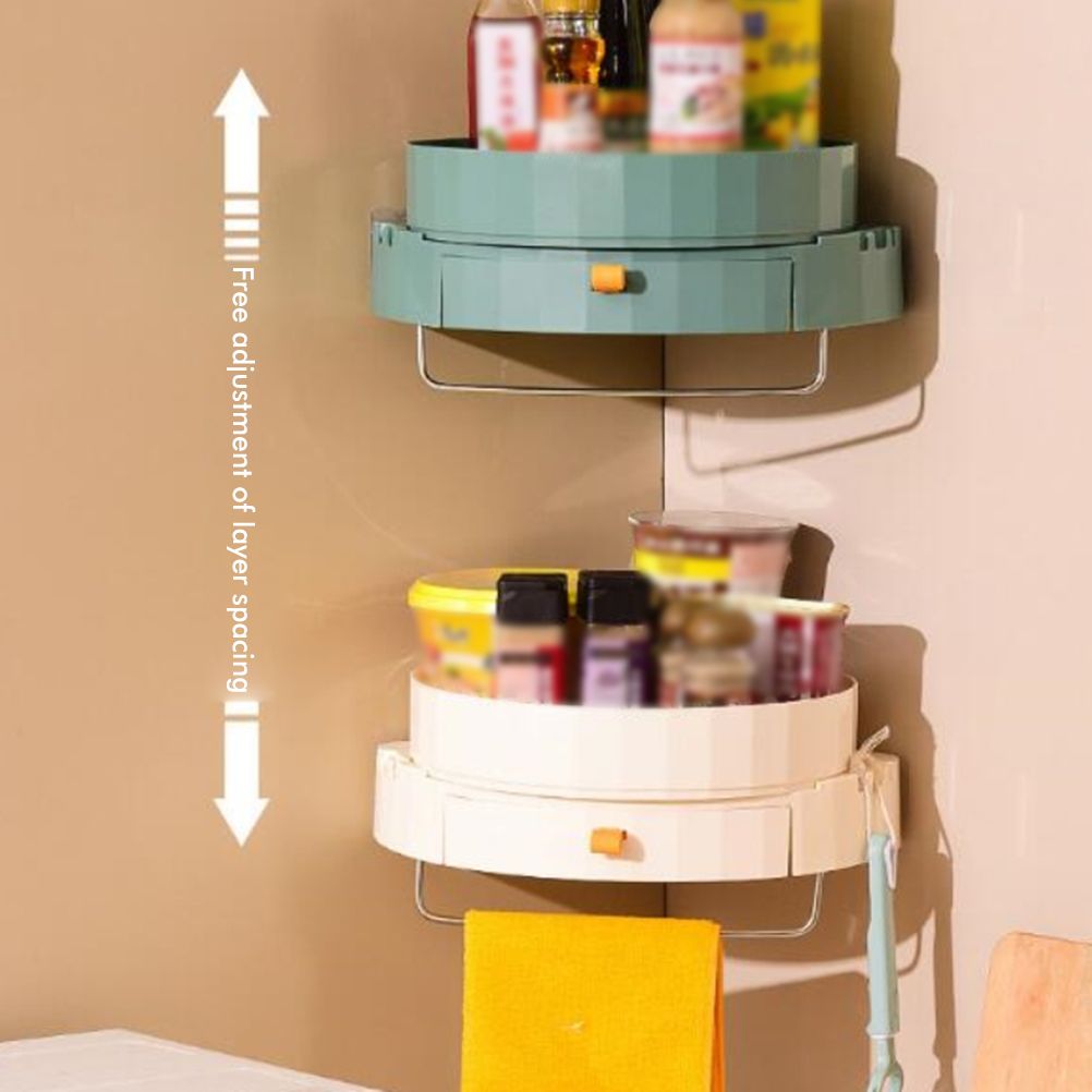 Rotating Spice Rack Holder with Drawer Wall Mounted Kitchen Spice Storage view 11