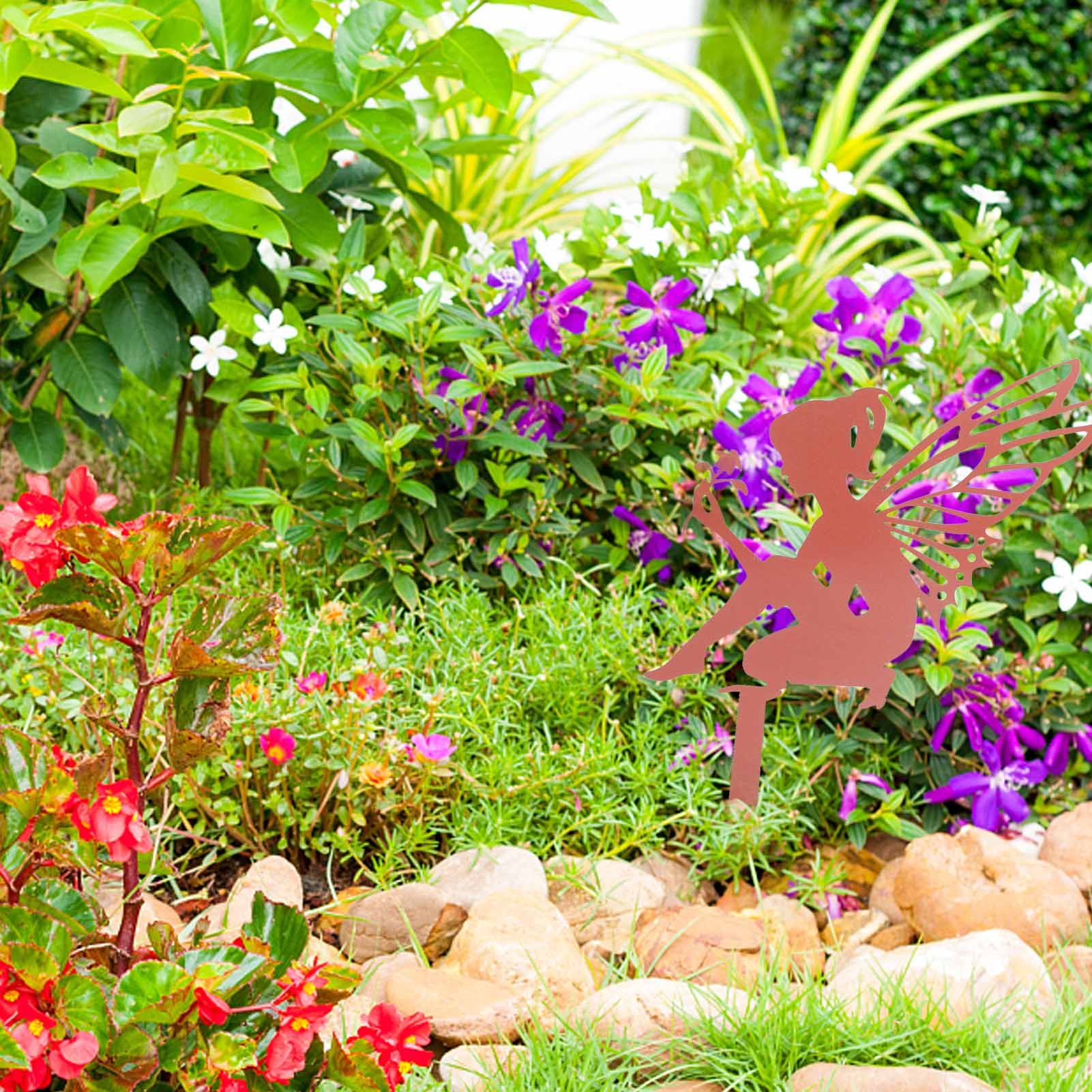 Decorative Garden Stakes Fairy Silhouette Metal Yard Stakes Arts Outdoor view 6