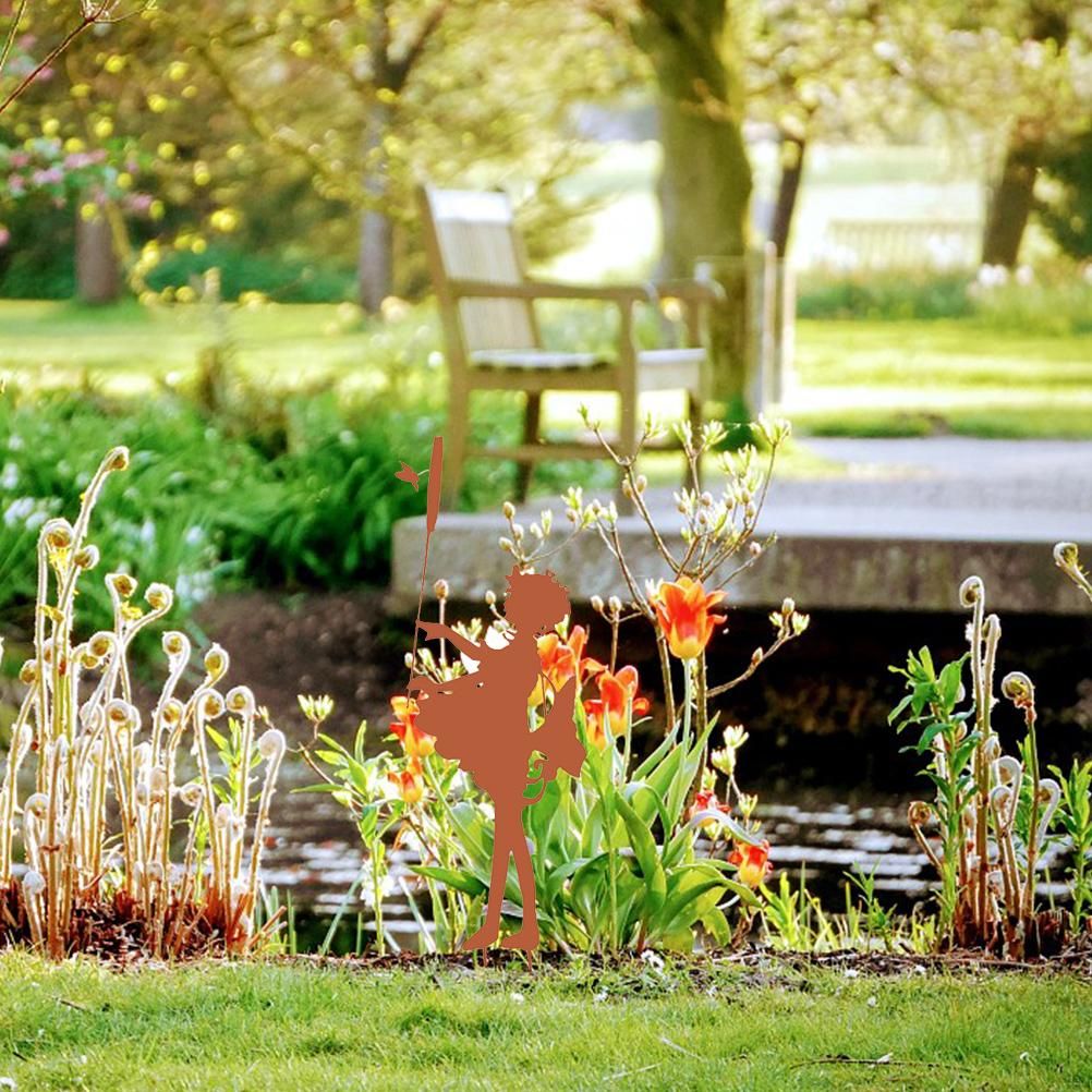 Decorative Garden Stakes Fairy Silhouette Metal Yard Stakes Arts Outdoor view 3