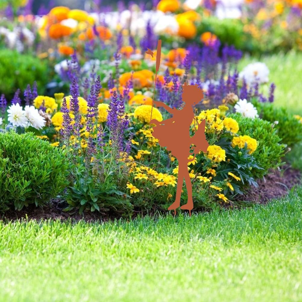 Decorative Garden Stakes Fairy Silhouette Metal Yard Stakes Arts Outdoor view 4
