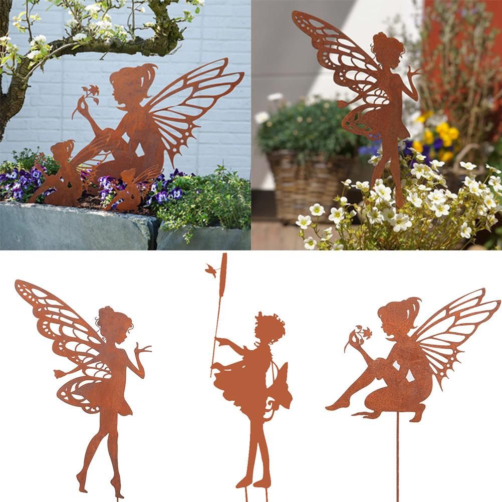 Decorative Garden Stakes Fairy Silhouette Metal Yard Stakes Arts Outdoor view 5