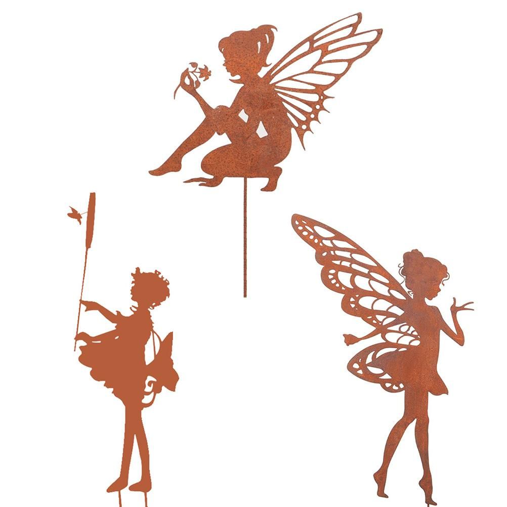 Decorative Garden Stakes Fairy Silhouette Metal Yard Stakes Arts Outdoor view 6