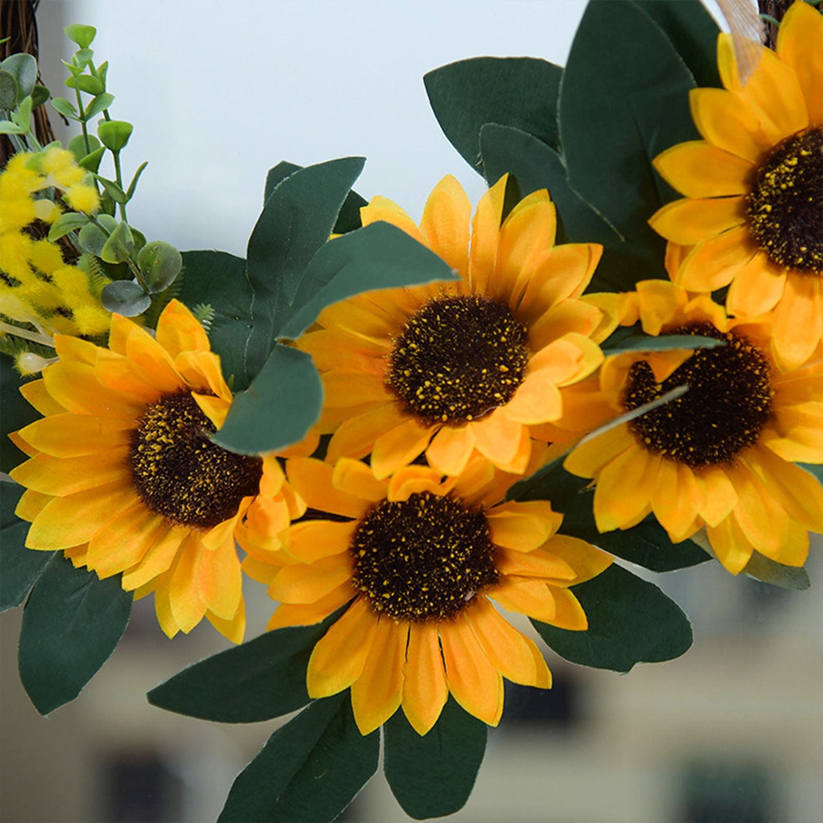 Simulation Sunflower Wreath Home Wedding Decoration Rattan Artificial Wreath view 4