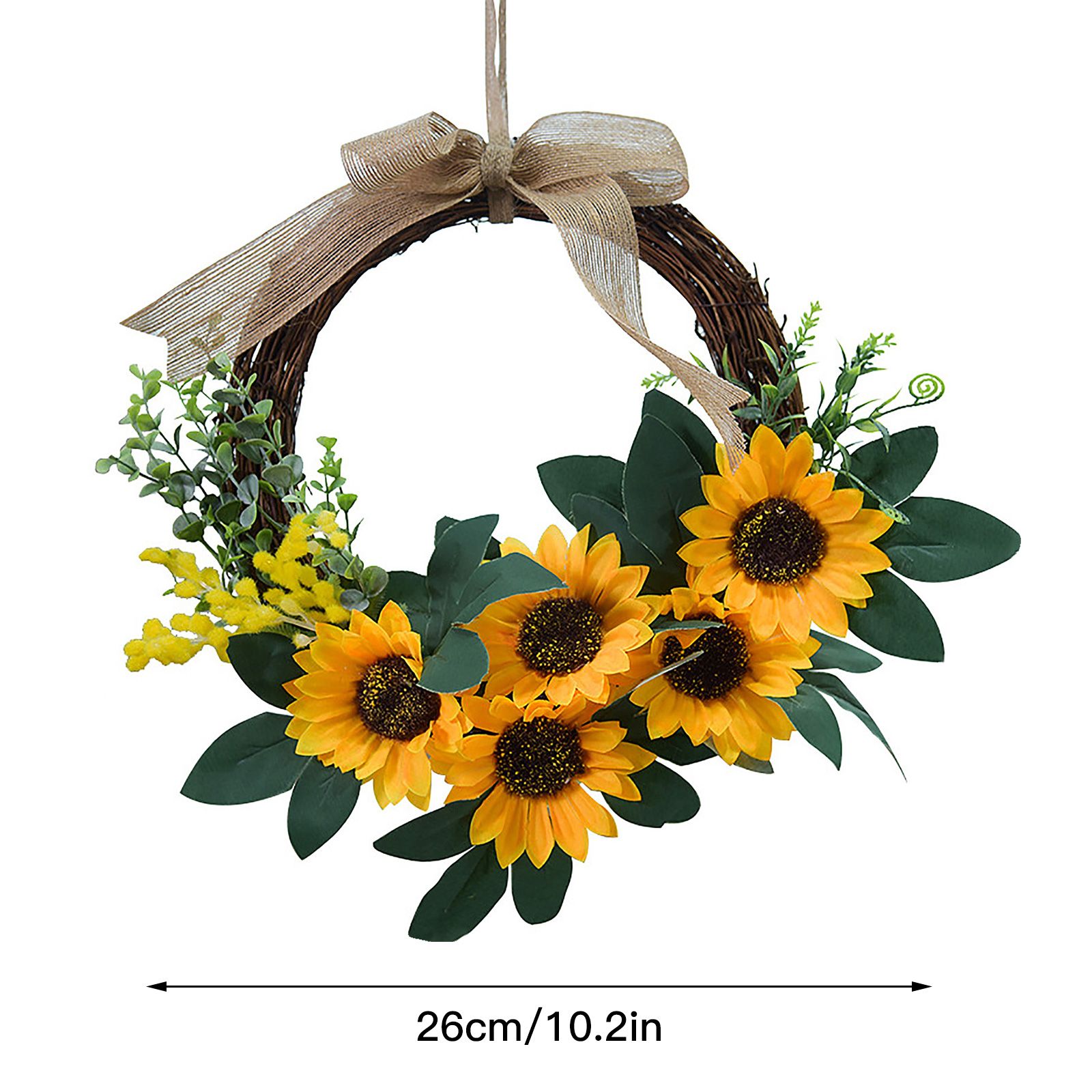 Simulation Sunflower Wreath Home Wedding Decoration Rattan Artificial Wreath view 5