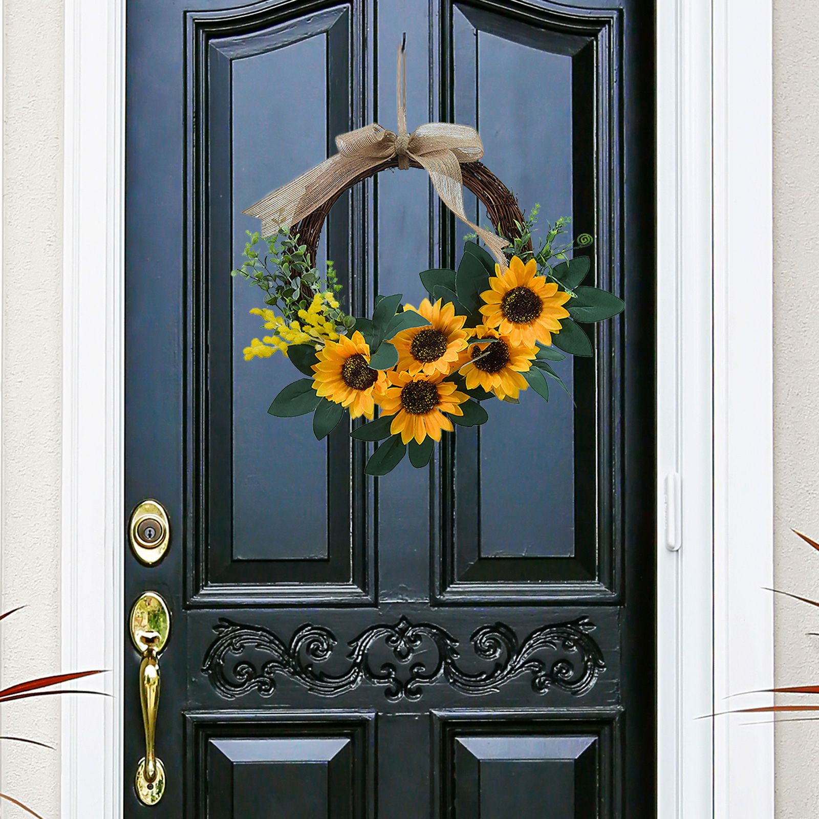 Simulation Sunflower Wreath Home Wedding Decoration Rattan Artificial Wreath view 8