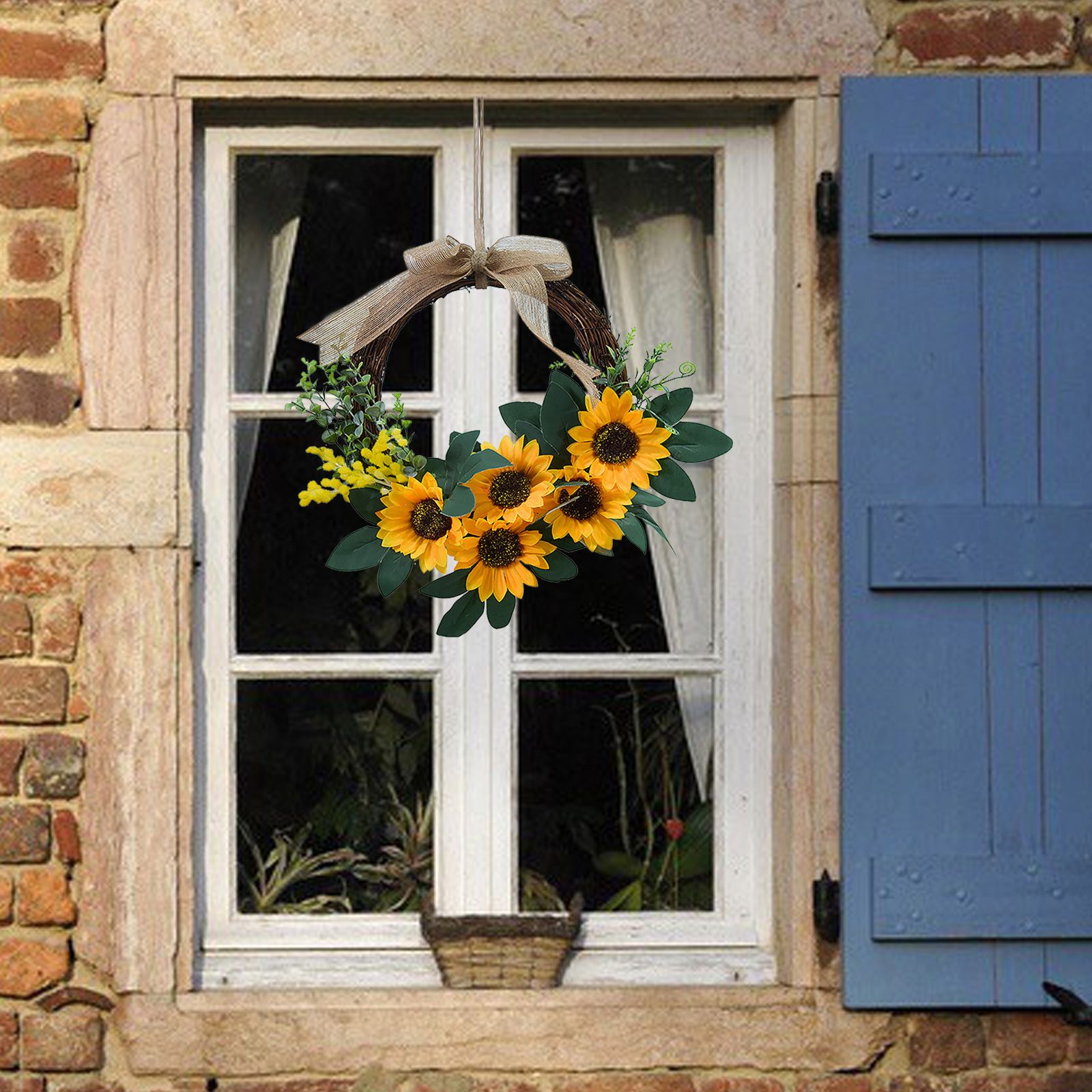 Simulation Sunflower Wreath Home Wedding Decoration Rattan Artificial Wreath view 9