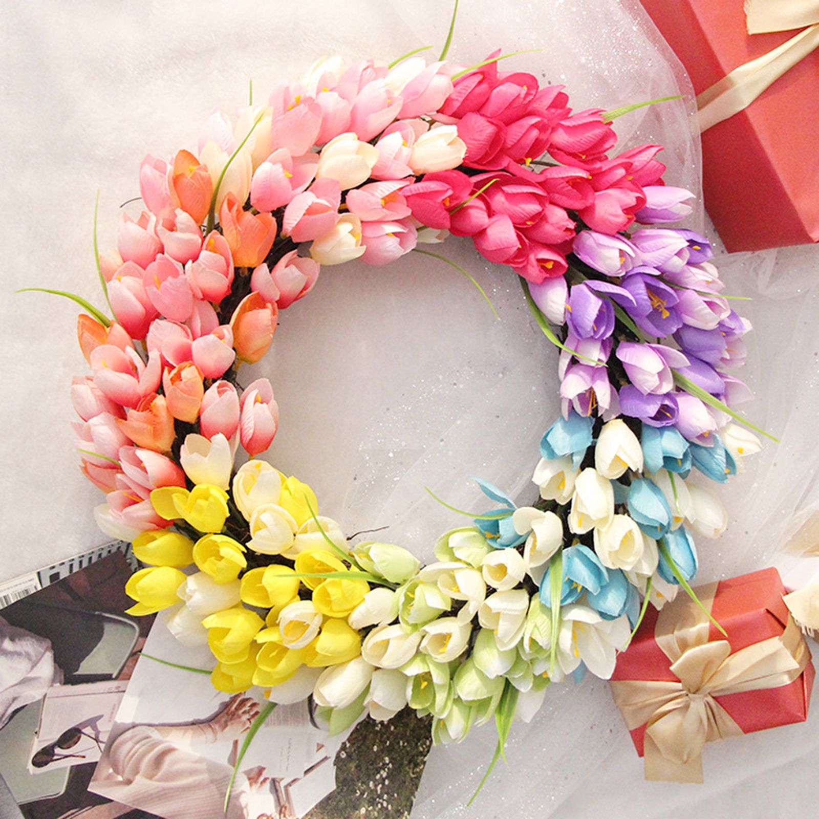 Wreath Simulation Flower Garland Garden Home Decoration view 2