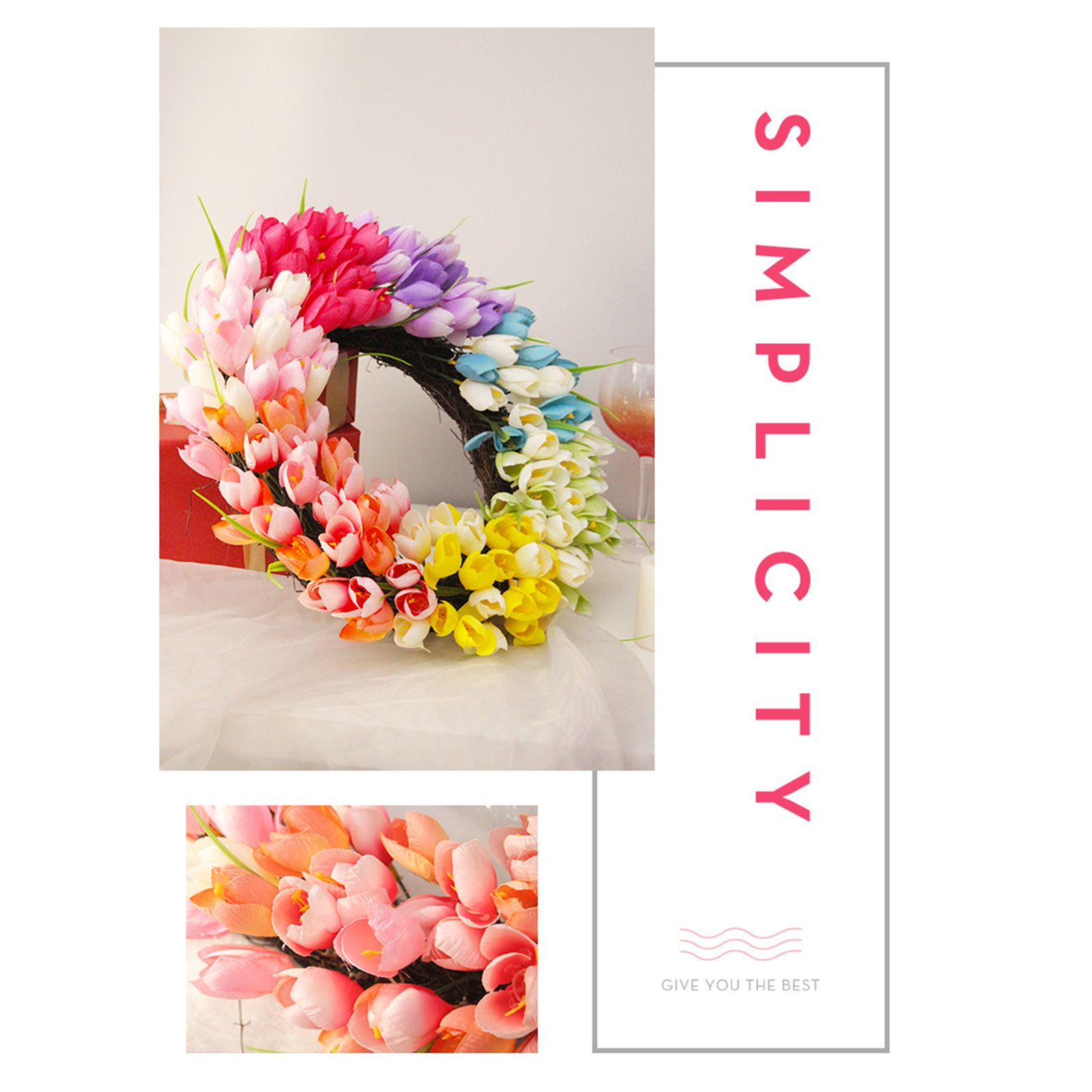 Wreath Simulation Flower Garland Garden Home Decoration view 6