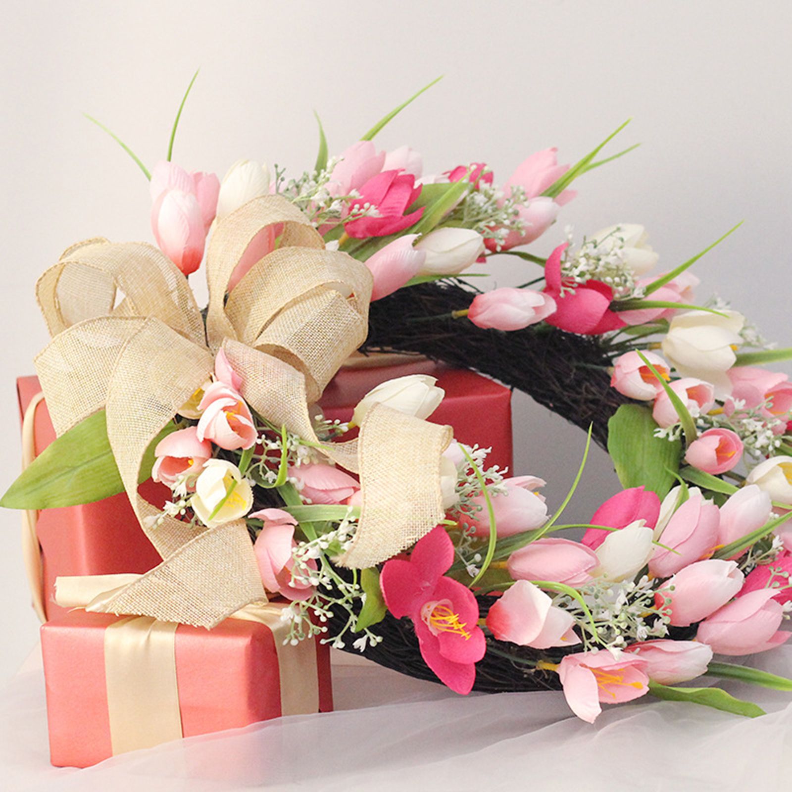 Tulip Wreath Tulip Decorative Wreath Artificial Tulip Wreath Decorative Flower view 2