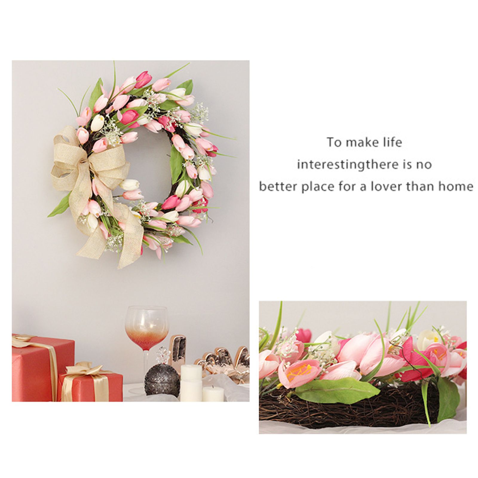 Tulip Wreath Tulip Decorative Wreath Artificial Tulip Wreath Decorative Flower view 5
