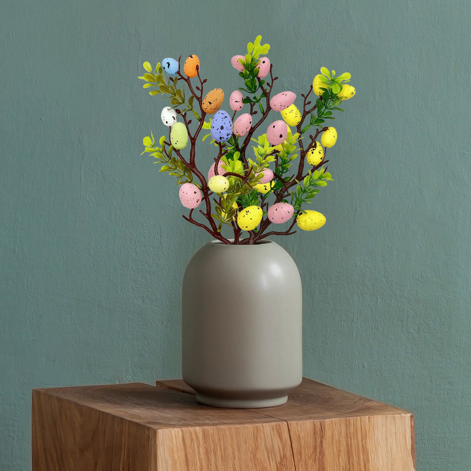 3pcs Easter Decoration Egg Tree Branch Colorful Foam Egg Stems for Easter Day view 2
