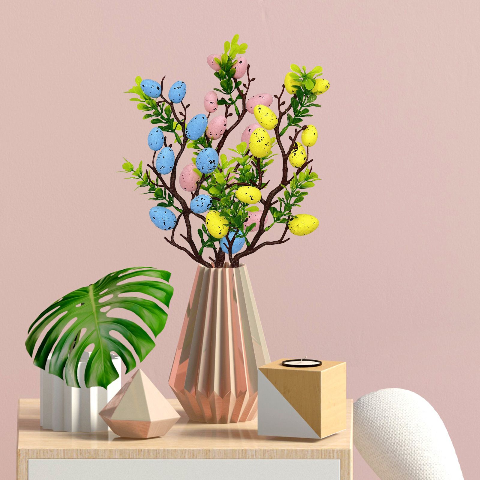 3pcs Easter Decoration Egg Tree Branch Colorful Foam Egg Stems for Easter Day view 4