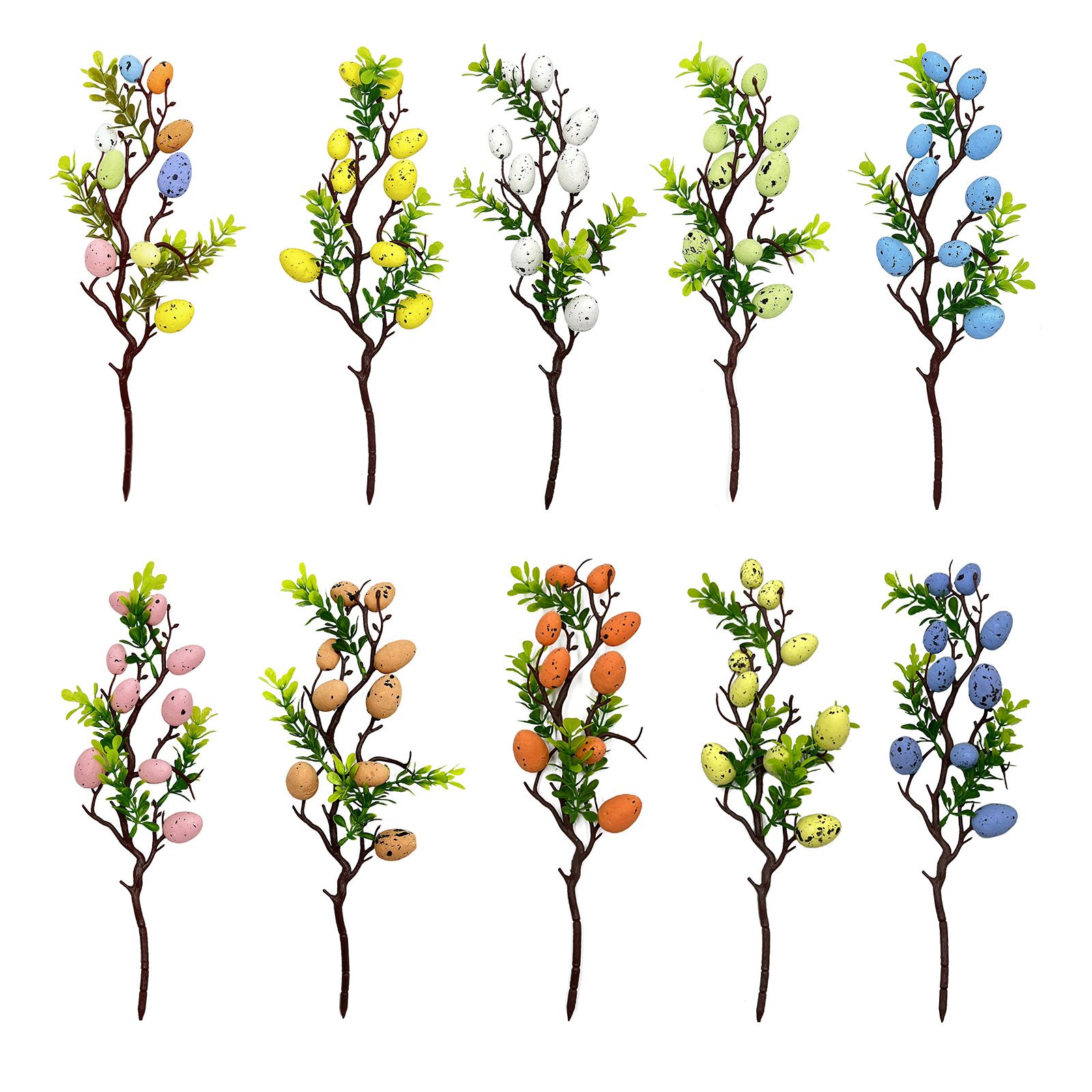 3pcs Easter Decoration Egg Tree Branch Colorful Foam Egg Stems for Easter Day view 5