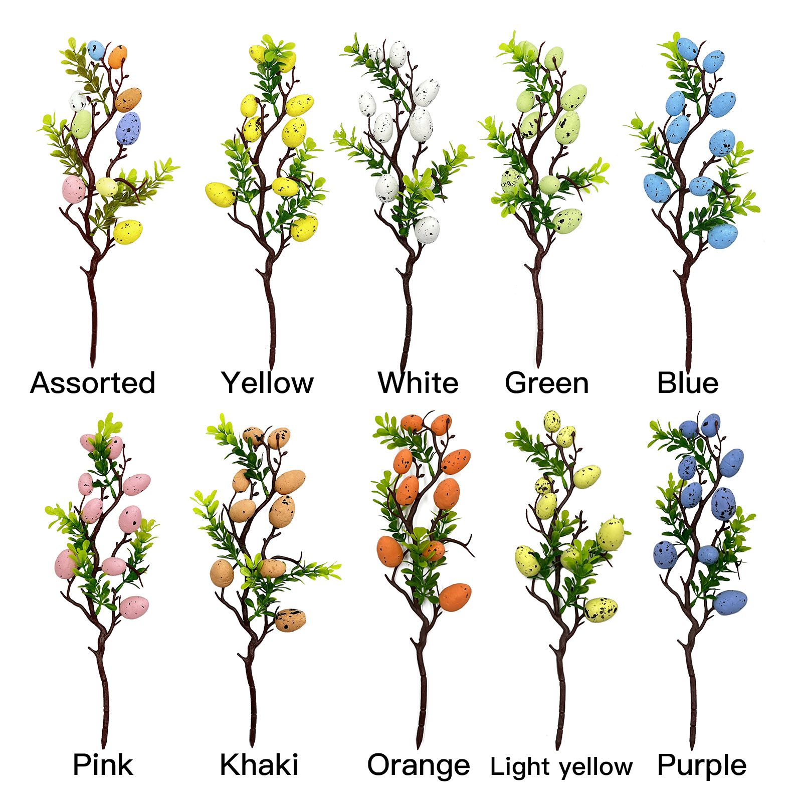 3pcs Easter Decoration Egg Tree Branch Colorful Foam Egg Stems for Easter Day view 6