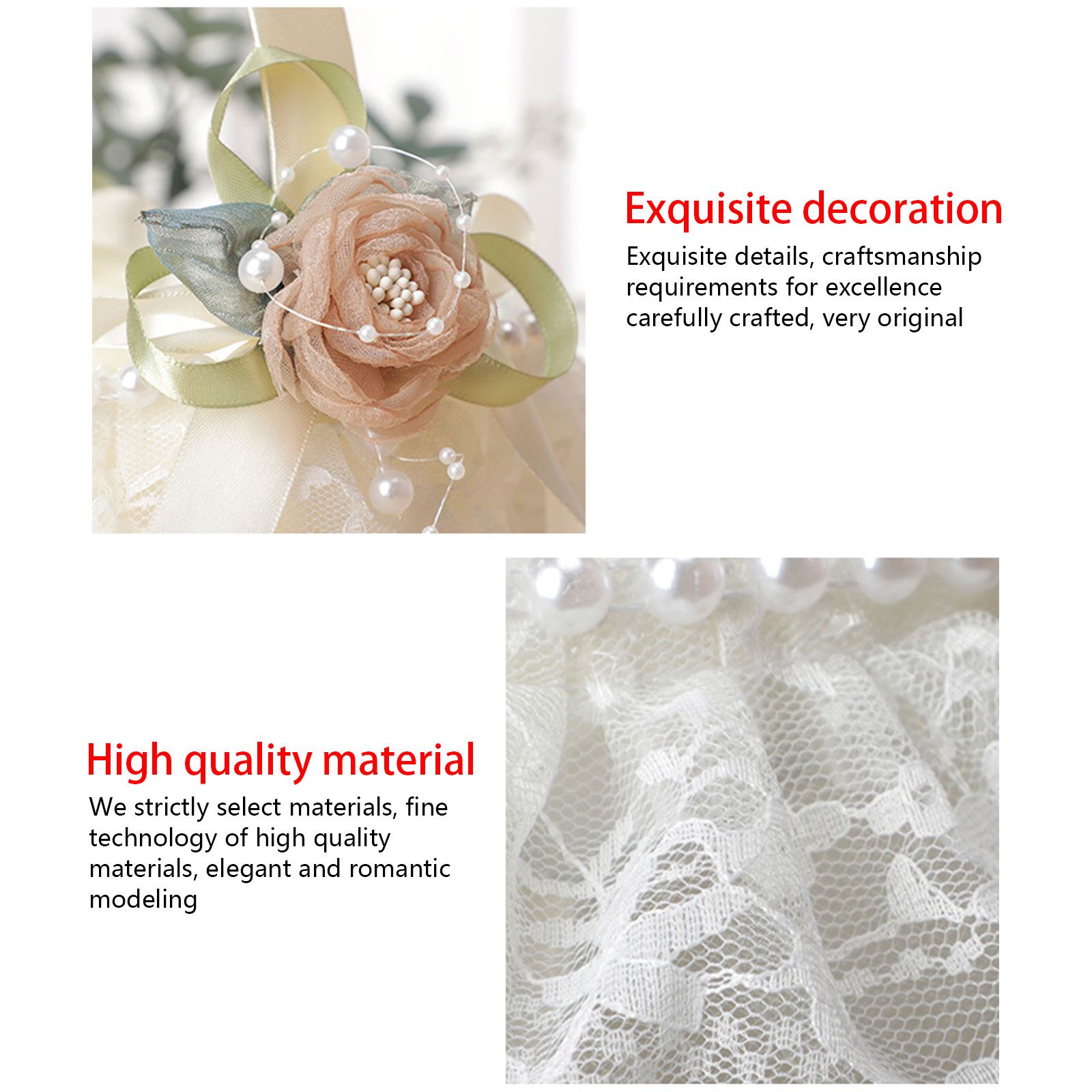 Wedding Basket Lace Simulation Flowers Handheld Flower Basket Decorative view 4
