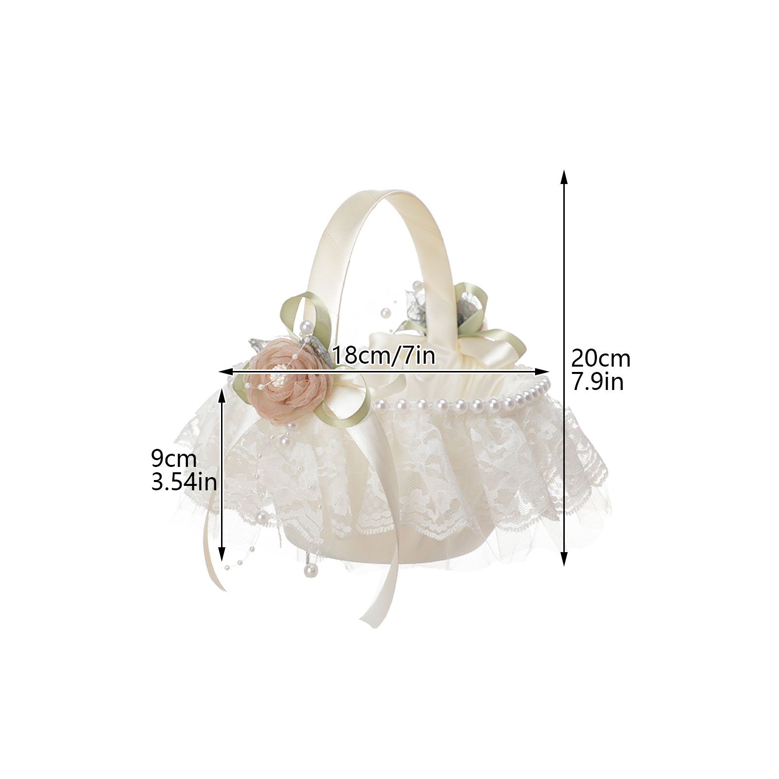 Wedding Basket Lace Simulation Flowers Handheld Flower Basket Decorative view 5