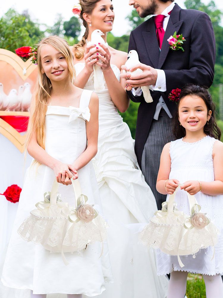 Wedding Basket Lace Simulation Flowers Handheld Flower Basket Decorative view 6
