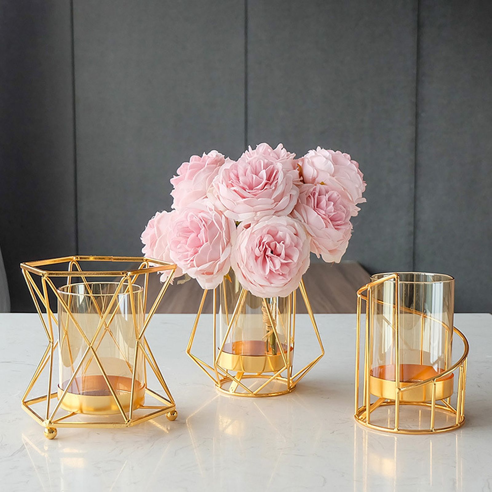 16x14cm Vase Gold Decorative Clear Glass Rugged Flower Vase For Wedding Arty view 9
