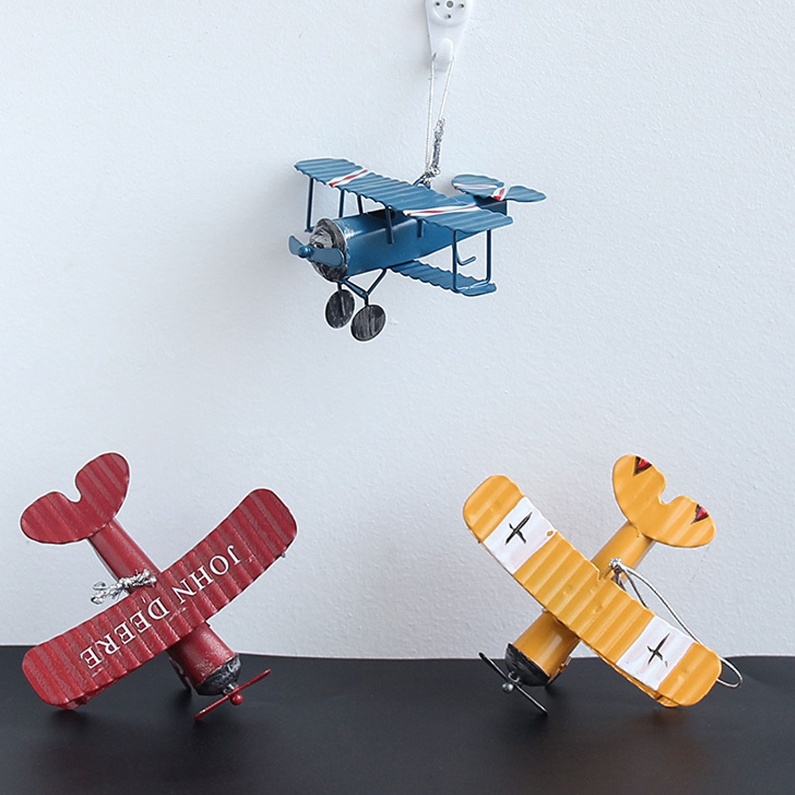 3pcs Airplane Hanging Ornament Retro Decoration Iron Airplane Model for Car view 6