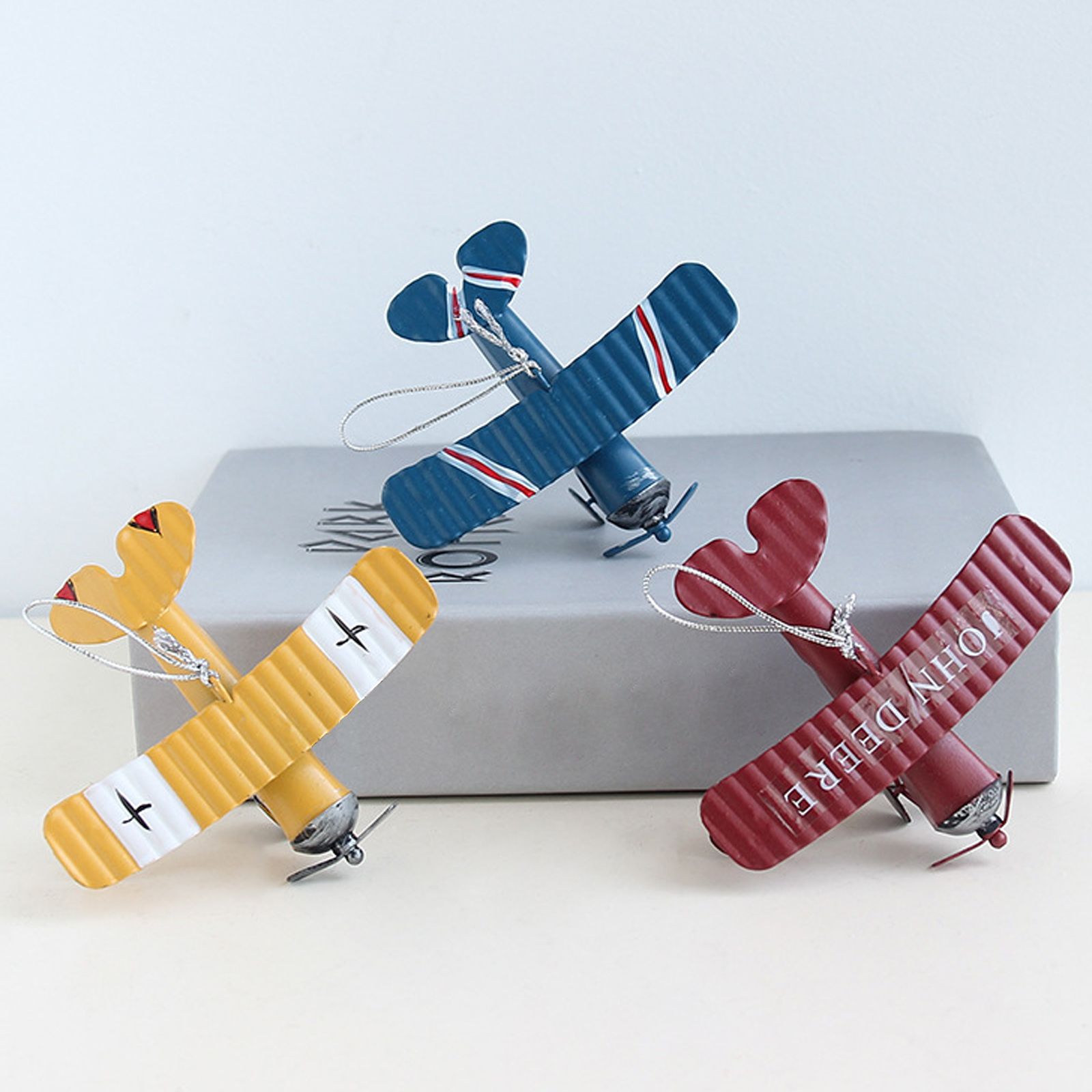 3pcs Airplane Hanging Ornament Retro Decoration Iron Airplane Model for Car view 9