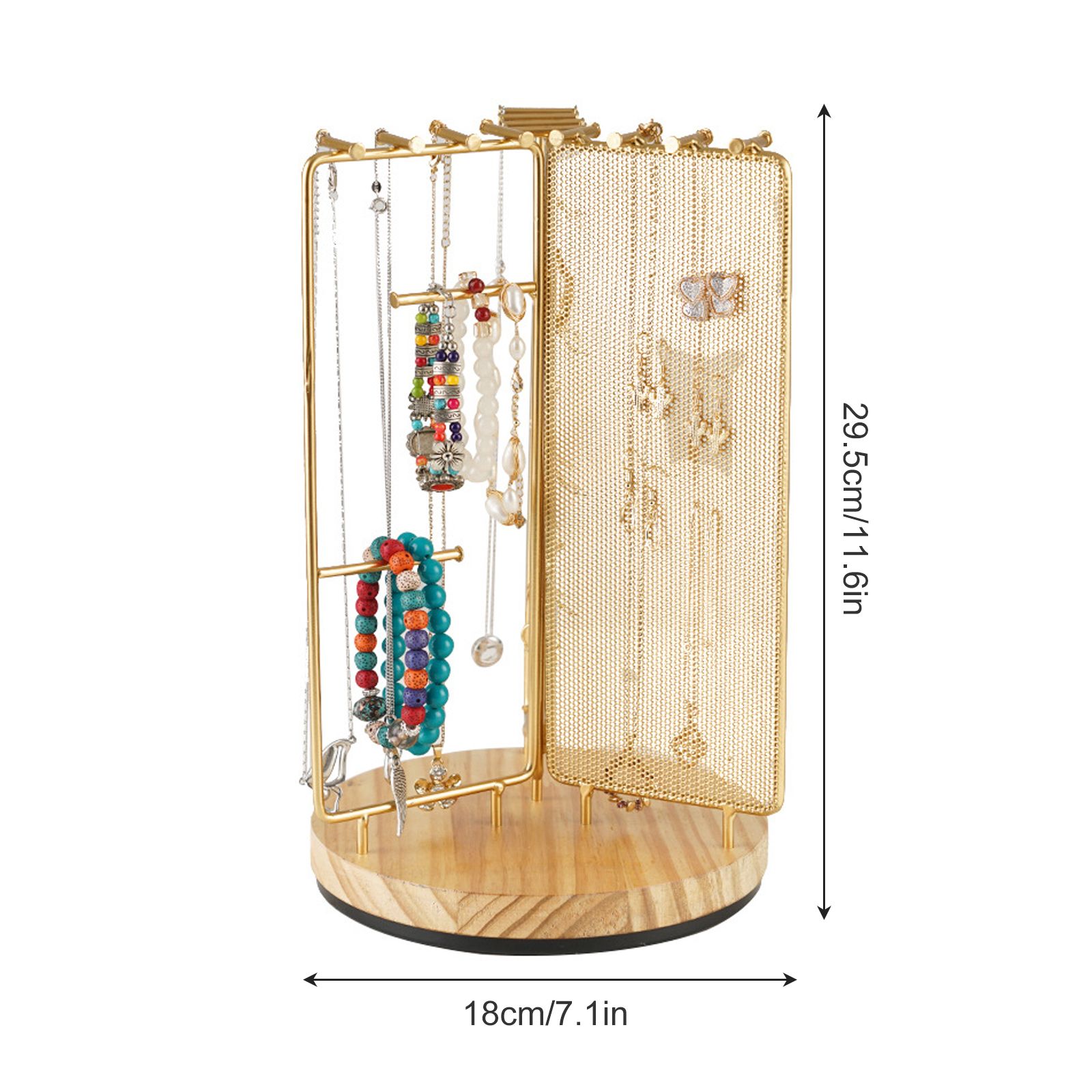 3 in 1 Jewelry Stand Display Multi Tiers Wooden Swivel Base Jewelry Display view 4