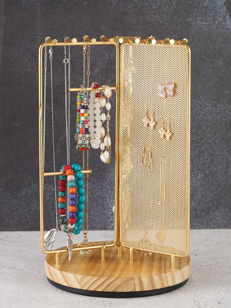 3 in 1 Jewelry Stand Display Multi Tiers Wooden Swivel Base Jewelry Display view 9