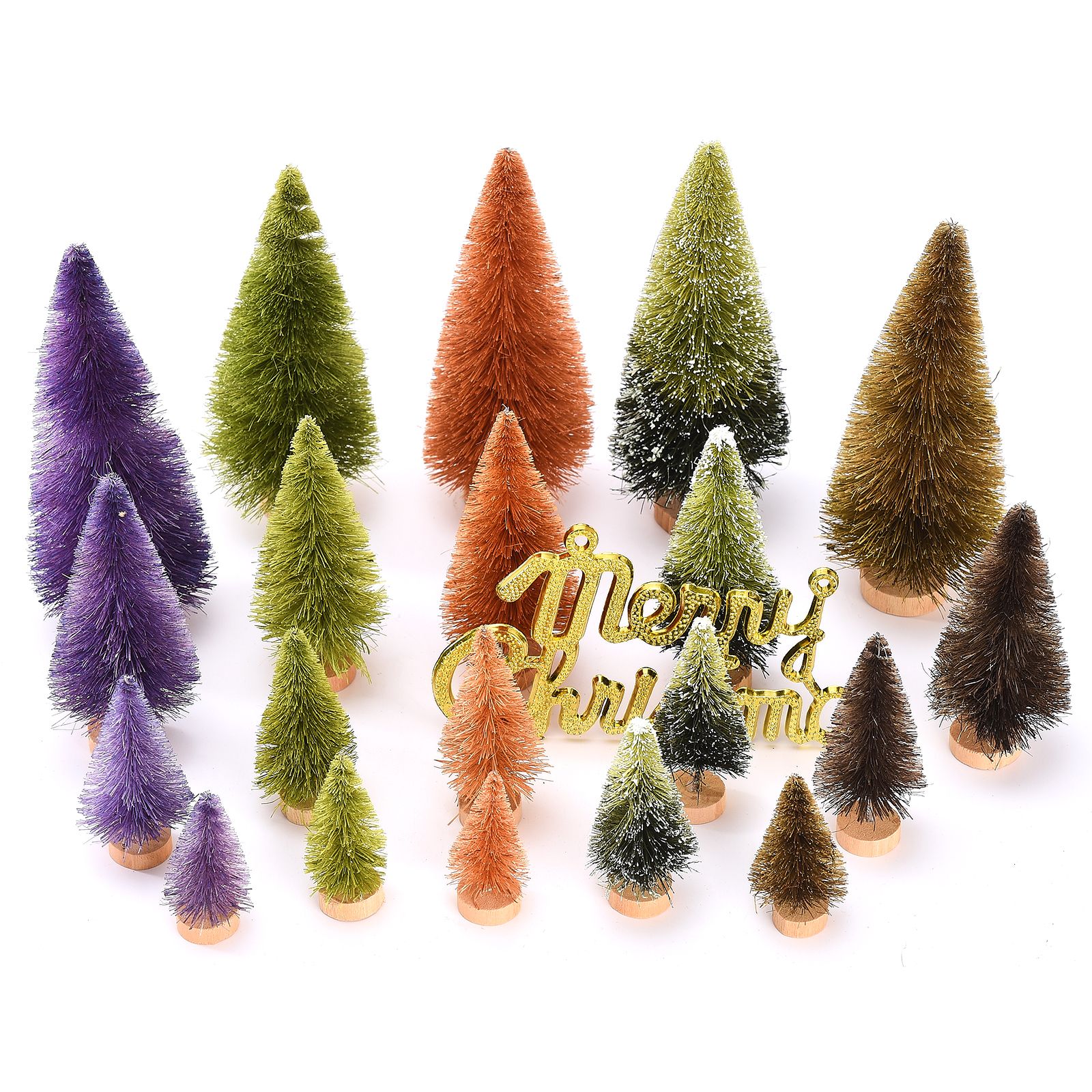 21pcs Artificial Christmas Trees Set Decoration Sisal Wood False Christmas — image 1