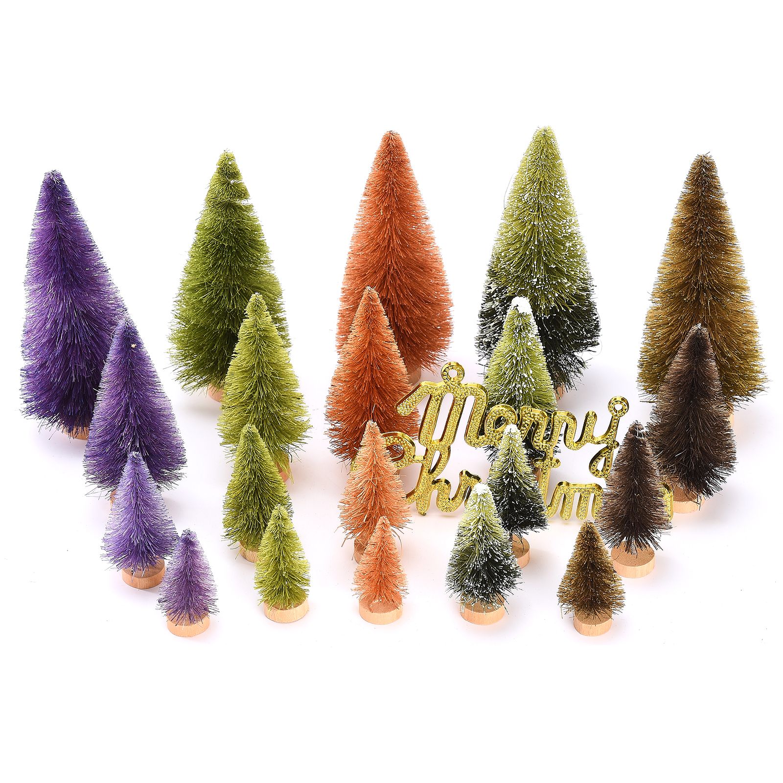 21pcs Artificial Christmas Trees Set Decoration Sisal Wood False Christmas view 2