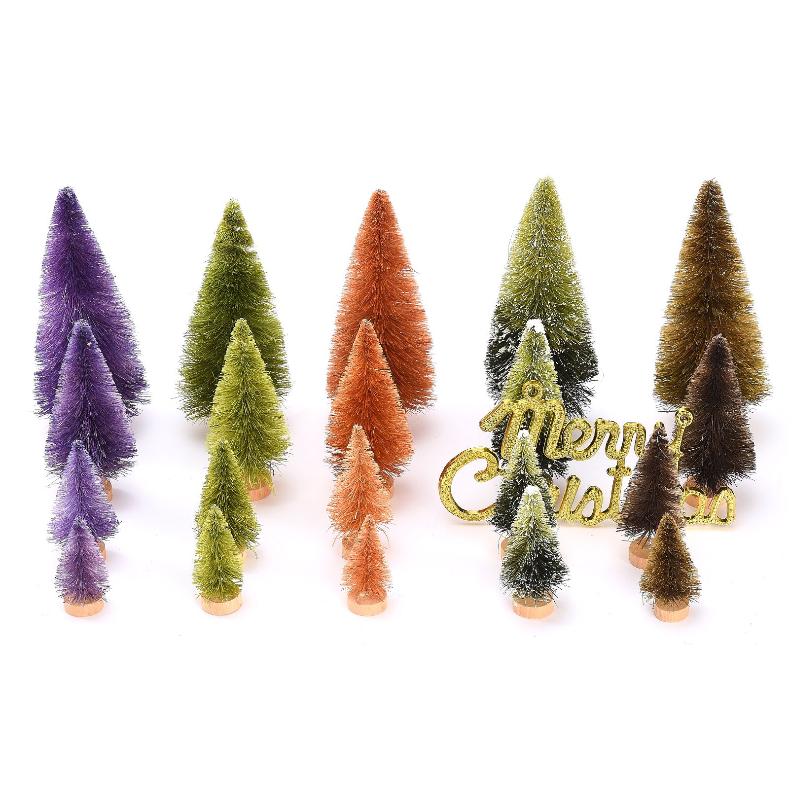 21pcs Artificial Christmas Trees Set Decoration Sisal Wood False Christmas view 3