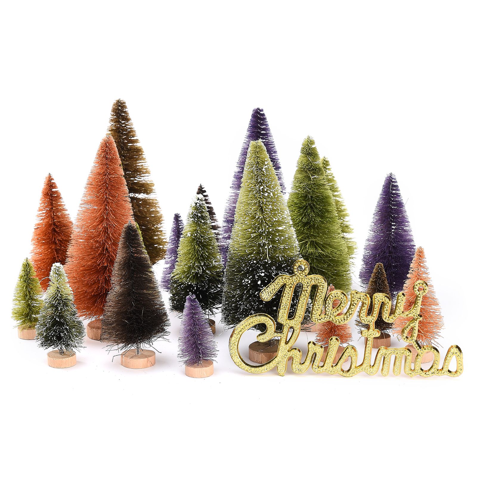 21pcs Artificial Christmas Trees Set Decoration Sisal Wood False Christmas view 4